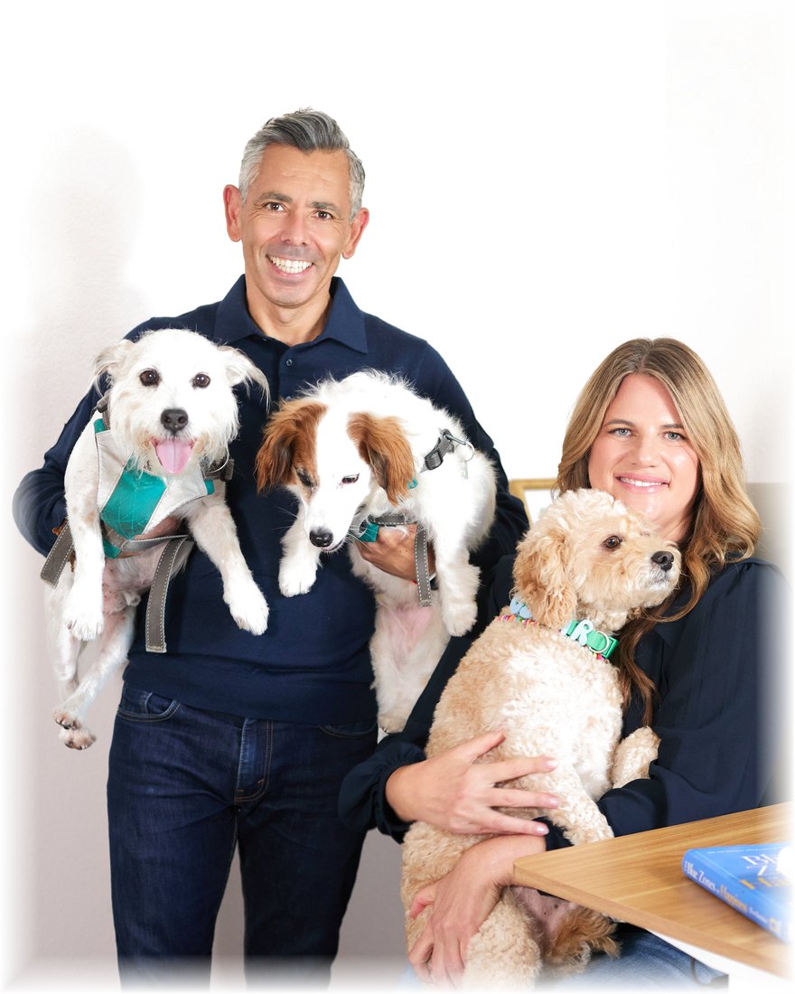 Andrés and Jami with the three People ATX dogs